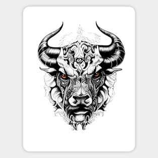 Bull Wild Animal Nature Illustration Art Tattoo Magnet